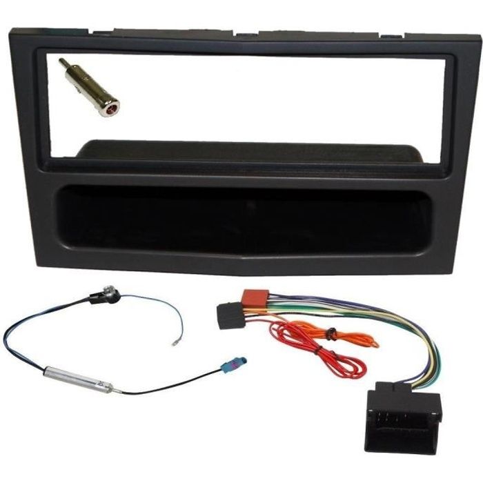 Kit Adaptateur Autoradio 1DIN noir Opel Astra H/ Twin Top/ Antara/ Corsa D/ Tigra/ Vivaro/ Zafira + ISO + FM avec vide-poche