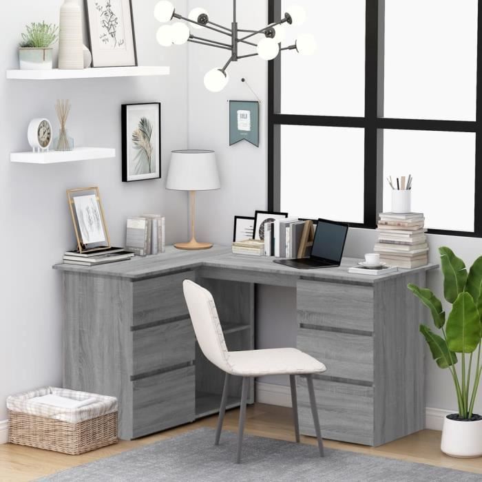 LeDivil- Bureau dangle Sonoma gris 145x100x76 cm Bois dingénierie