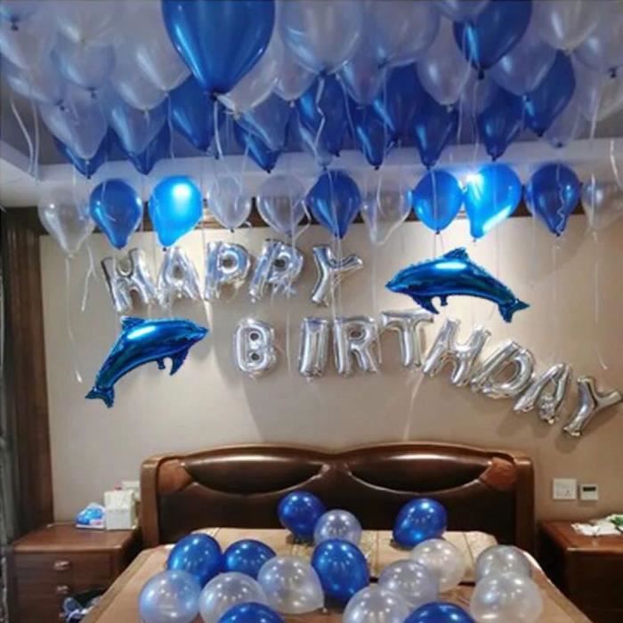 Fetes D Anniversaire Decorations 100pcs Bleu Fonce Et Bleu Clair Et Blanc Latex Ballons 2 Blue Dolphin Fo 3ryw6z Cdiscount Maison