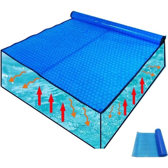 Miganeo Deluxe Film Solaire Piscine Rectangulaire 1000x500cm Noir - Bâche Chauffante 180 Microns Pour Piscine 10x5m