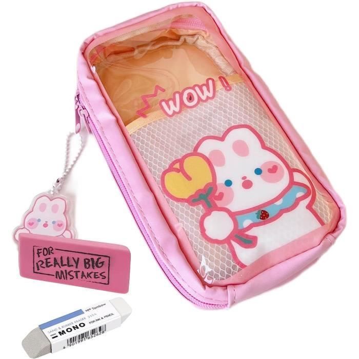 Trousse à Crayons En Silicone Kawaii 2 En 1 – Avec 4 Stylos Effaçables, Transformable En Porte-stylo, Pour école, Bureau