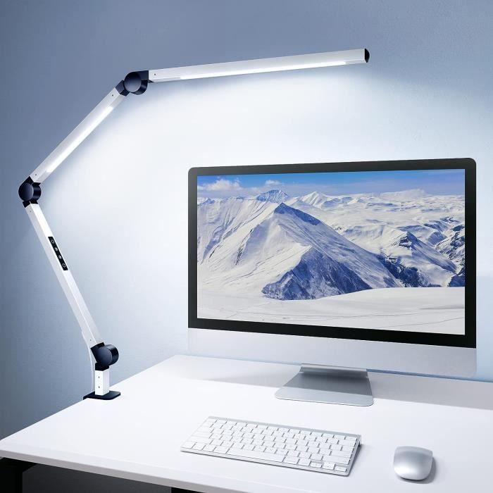 Lampe de Bureau LED Puissante, Lampe de Table Super Longue à Deux Sources  Lumineuses, avec Pince et Capteur de Lumière pour Ecran - Cdiscount Maison