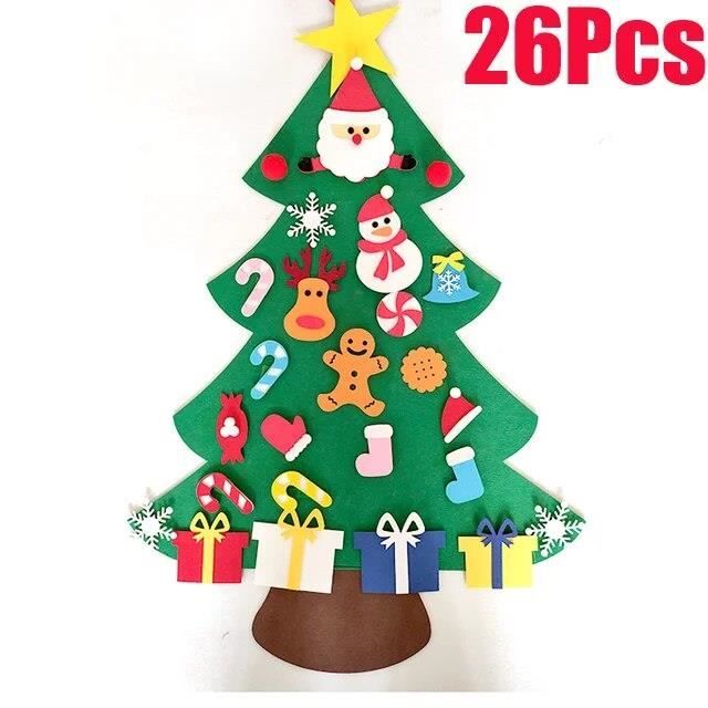 Sapin de Noël en Feutre avec Guirlandes Lumineuses Dégradées,Ornements