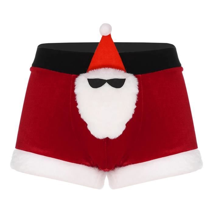 Rouge XXL Costume de No l pour Homme Boxer Taille Basse