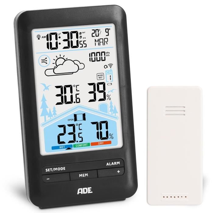 Preis-Zone Bradas 8656 Station Météo Numérique 6 Fonctions Thermomètre Hygromètre Intérieur Capteur