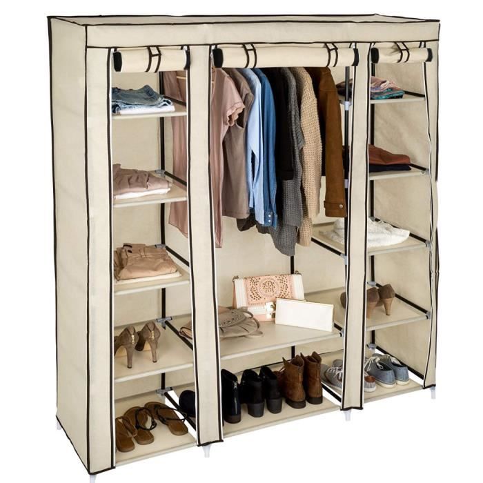 Armoire penderie tissu 45 x 135 x175 cm,beige Cdiscount Maison