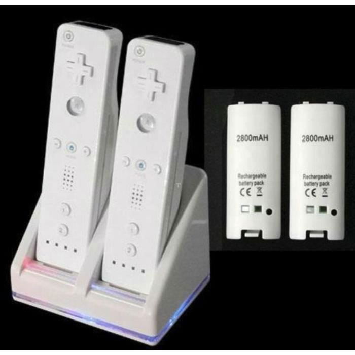 Batteries Manette Wii avec double Chargeur haute capacité 2800mAh