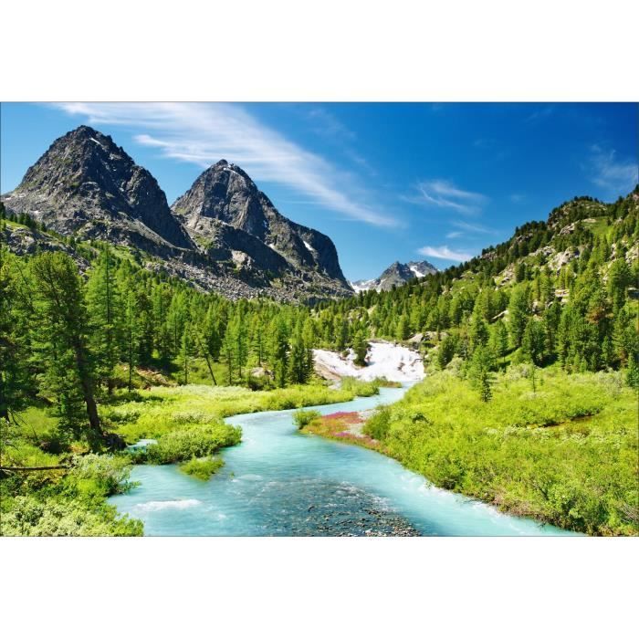 Stickers Muraux Deco Paysage Montagne Riviere Dimensions 40x59cm Cdiscount Maison