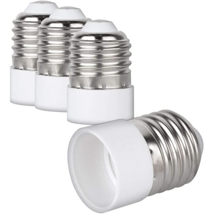 4 Adaptateurs E14 Vers E27 - Conversion Culot Ampoule LED/halogène - Compatible Maison Connectée