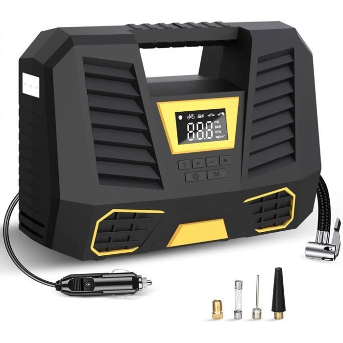 Compresseur Air Portatif 150PSI - Gonfleur Pneus Voiture/Moto/Vélo, Auto-Stop, LED, 6000mAh