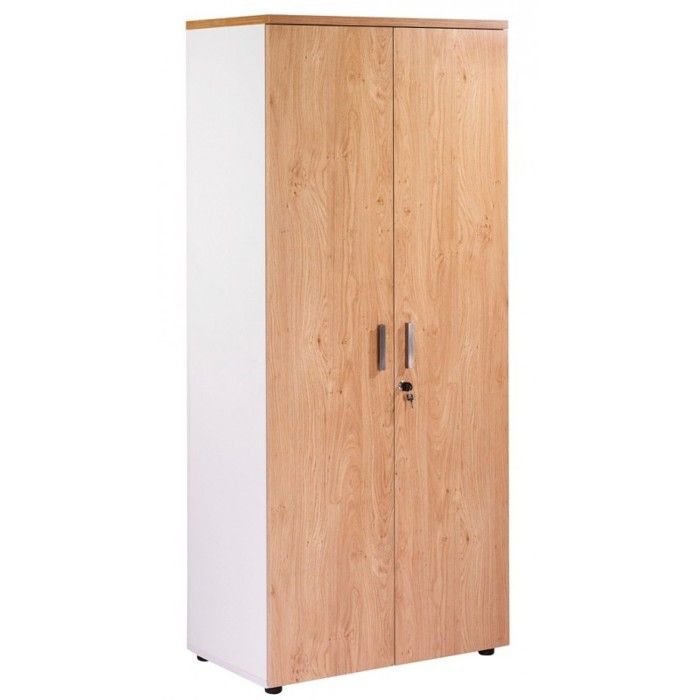 Armoire de Bureau 2 Portes Blanche + Chêne Clair INEO - L 80 x l 47.3 x H 180.4 cm Armoire de Bureau 2 Portes Blanche + Chêne Clair INEO - L 80 x l 47.3 x H 180.4 cm