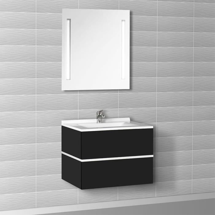 Meuble Salle De Bain Noir Brillant 70 105 Cm Diamant Achat