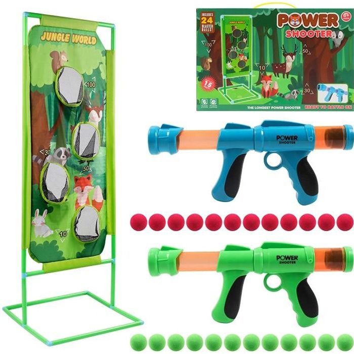 Pistolet jouet en mousse et cible avec LED et son - Convient aux pistolets  à