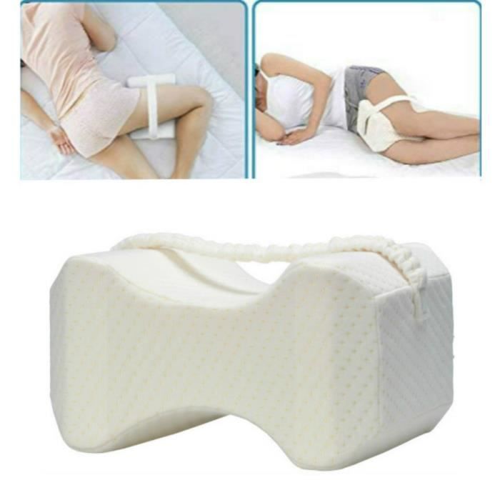 Oreiller Jambes Orthopédique Mousse Mémoire De Forme – Coussin Genoux Avec Bretelles Pour Dormir Côté Ou Dos
