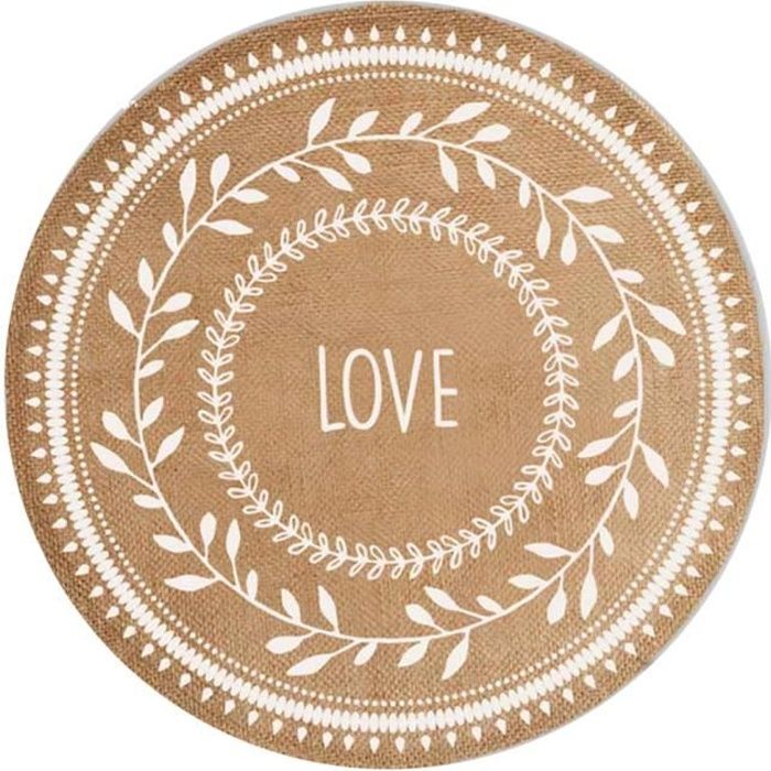 Set De Table Rond En Toile De Jute Love Achat Vente Set De