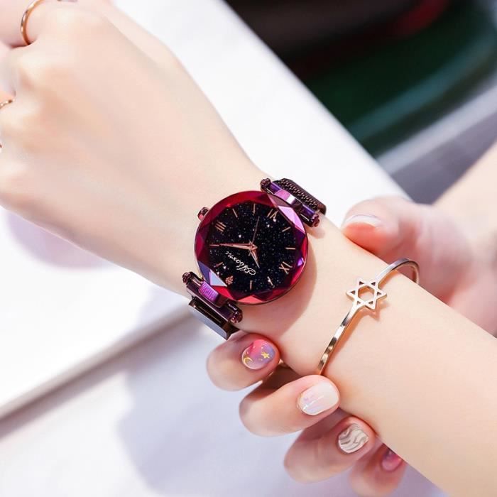 Violet Montre Bracelet quartz pour femme l gante Aimant