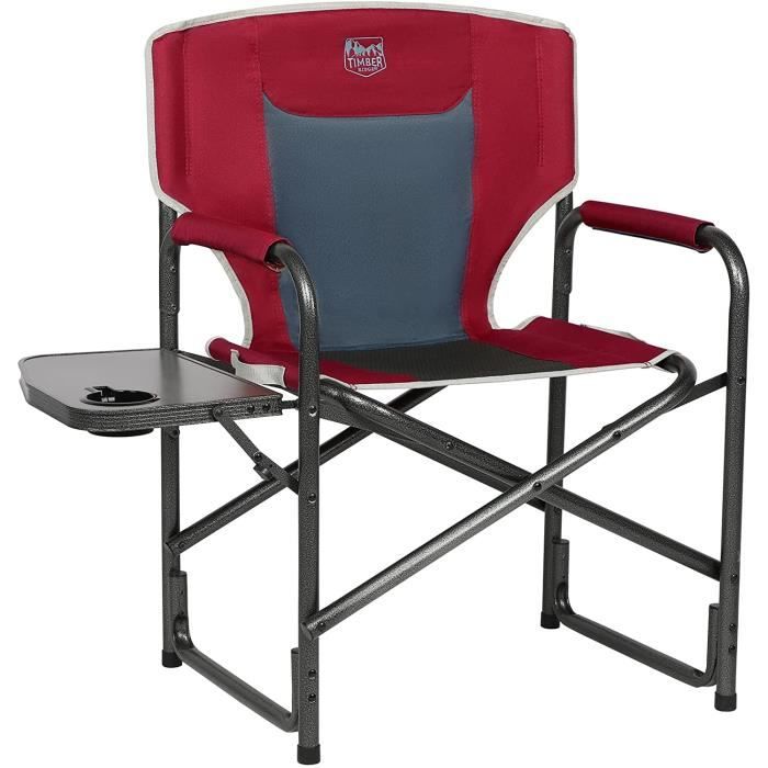 Chaise de camping en aluminium, style directeur avec table latérale et  glacière