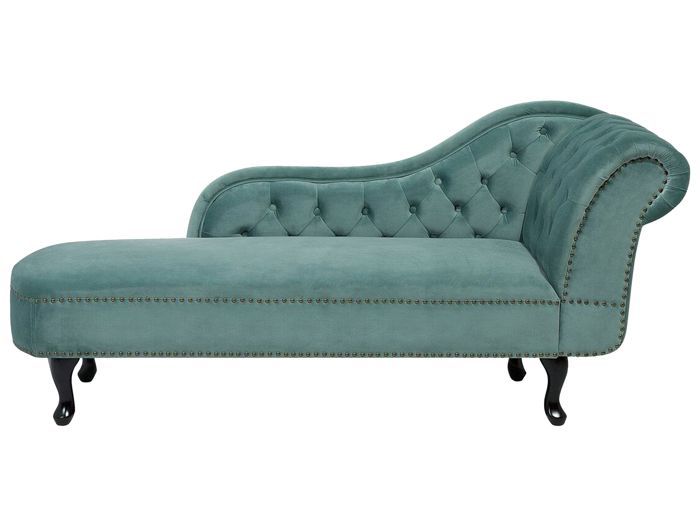 Méridienne Chesterfield côté droit en velours vert menthe NIMES Méridienne Chesterfield côté droit en velours vert menthe NIMES
