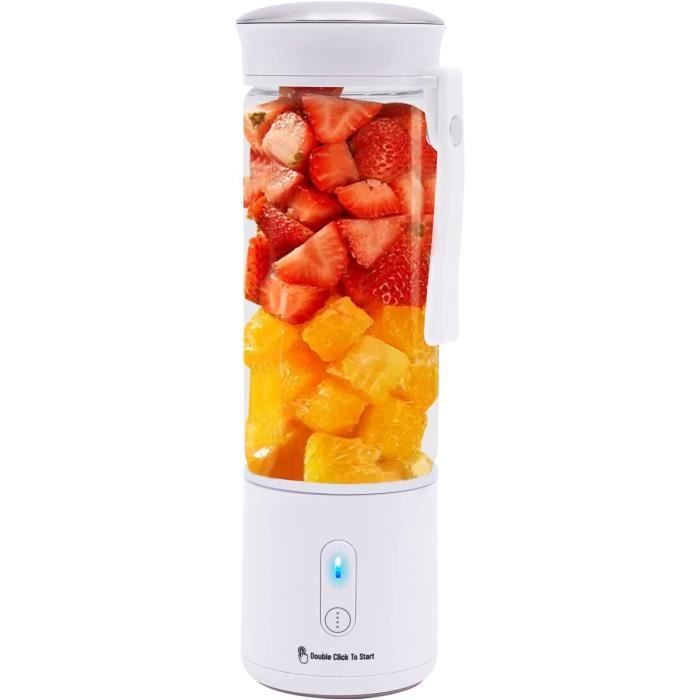 Mini-mixeur portable électrique en acier inoxydable de 400 ml, rechargeable par USB, 6 lames, pour usage domestique, extérieur et en voiture