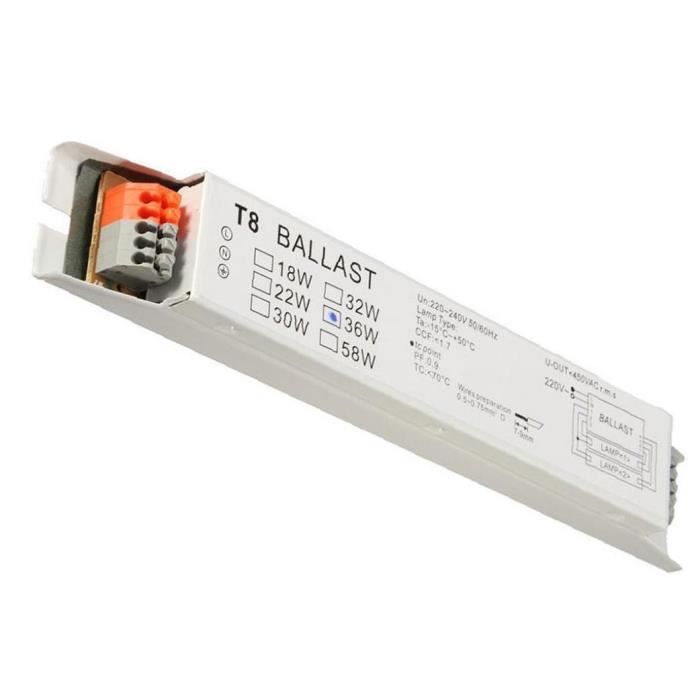 Ballast électronique T8 2x36W Lampe fluorescente à large tension à démarrage instantané Ballast de lampe à économie d'énergie
