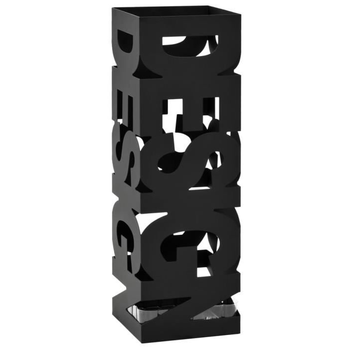Porte-Parapluie FLOWER IDMarket - Acier Noir, 45cm, Bac Plastique | Design Chic Avec 4 Crochets