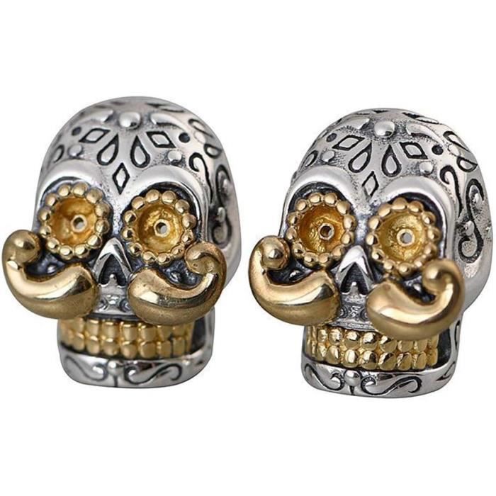 Boucles D'oreilles Pendantes Tête De Mort Et Cœur En Argent Sterling 925 - Neuf Avec étiquettes