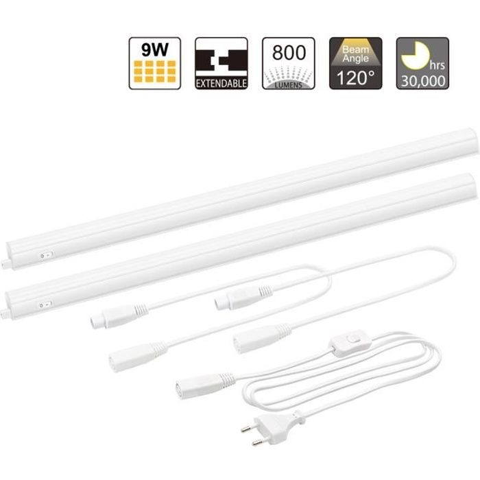 Luminaire Reglette De Barrette Led Connectable De Plan De Travail Sous Meuble Cuisine 9w Longueur 573mm Blanc Neutre Lot 2 Enuotek Cdiscount Maison