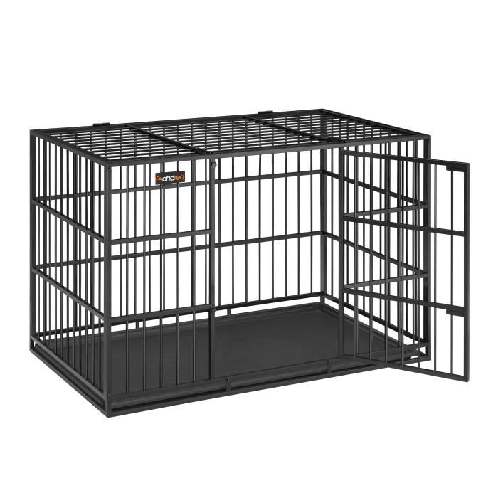 Comparer les prix de Cage pour Chien - Feandrea - Ultra-résistante - 122 x 75 x 80 cm - Double Porte - Noir