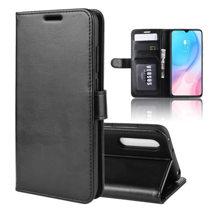 SONWO Coque Portefeuille Pour Xiaomi Mi 9, étui Cuir PU Avec Rabat, 3 Fentes Cartes Et Support, Noir