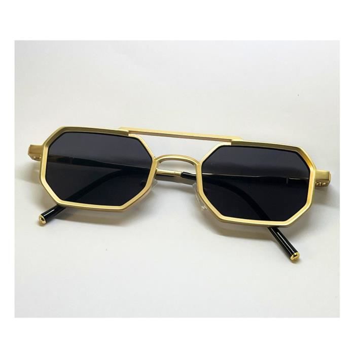 CHARO Lunettes Soleil Mixte Homme Octogonal Or Chrome Carré Luxe Top Quartier