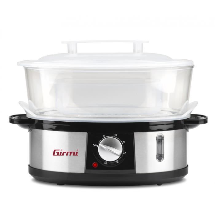 Cuiseur vapeur Girmi VP26 - 3 paniers - Noir Argent - Autonome - Rotatif - Devant - Plastique Acier inoxydable