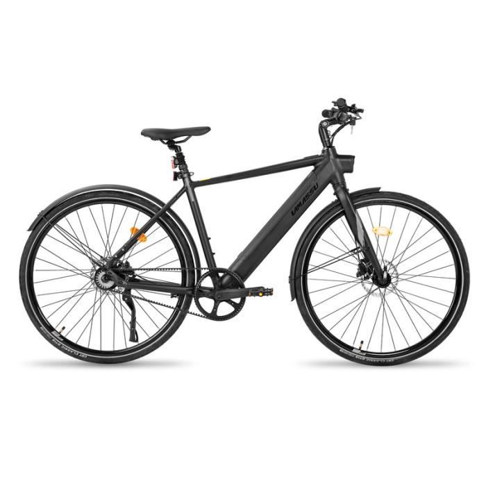 Vélo de ville électrique LAMASSU - HILAND TX 2.0 - Noir - Chaîne à courroie - Moteur Mivice 250 Watt - 25 km-h