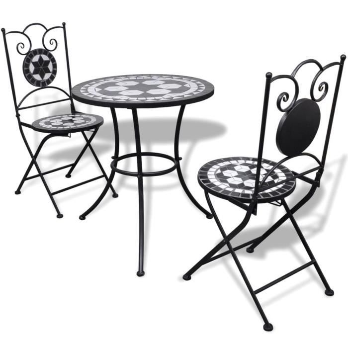 Ensemble De Bistro Mosaique Table De Jardin Et 2 Chaises Pour Bar Terrasse Balcon Noir Blanc Achat Vente Ensemble Table Et Chaise De Jardin Ensemble De Bistro Mosaique Cdiscount