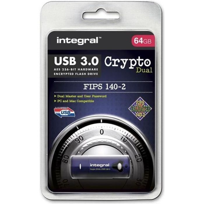 Integral Crypto Dual FIPS 140 2 Clé USB USB 3.0 FIPS 140 2 Level 3
