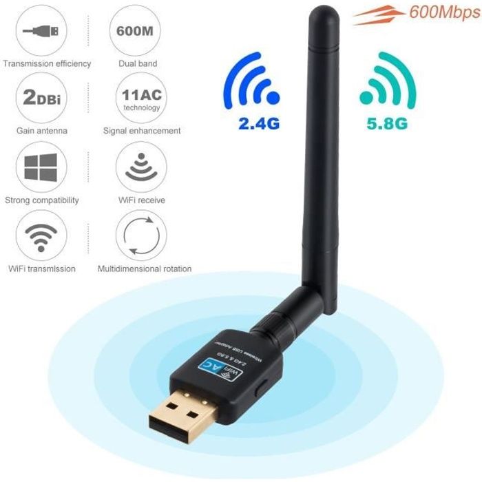Dongle WiFi 600Mbps, Clé WiFi Adaptateur USB 4G pour PC