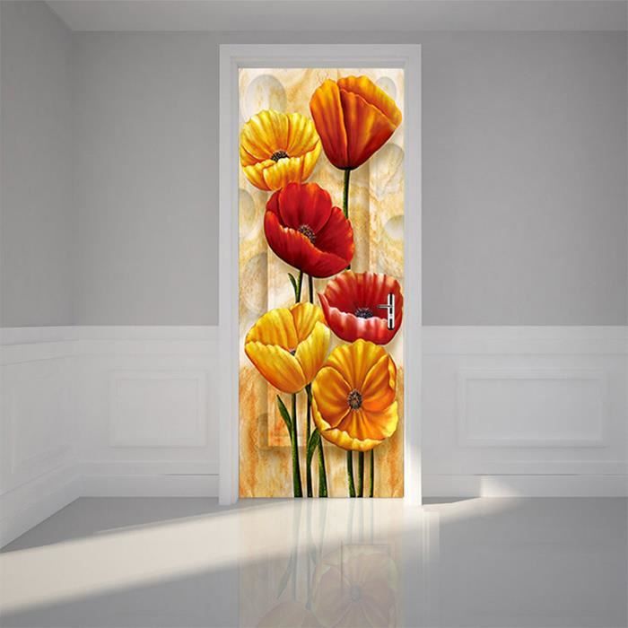 Autocollant Porte 3D Grande Roue Bonbon - Effet Trompe-l'Œil - Vinyle Adhésif Amovible - 77 X 200 Cm - Déco Chambre, Salon
