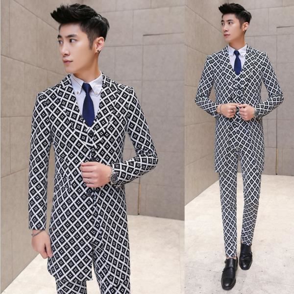 Blanc Noir Hommes De Mariage Costumes 2016 Automne Hiver Dernier Ternos Masculino Longue Mens Costumes De Mariage Marie Vintage Blanc Achat Vente Costume Tailleur Cdiscount