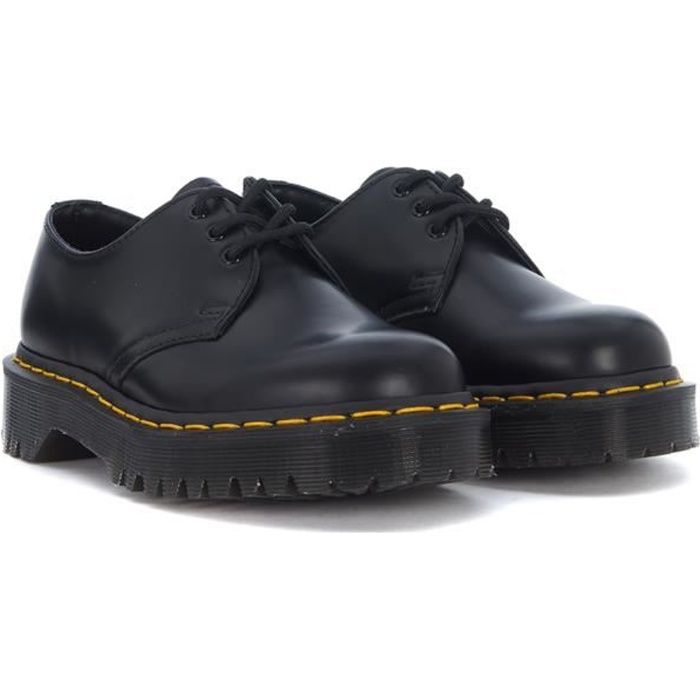 Chaussures Dr. Martens 1461 en cuir noir brossé à lacets - Femme