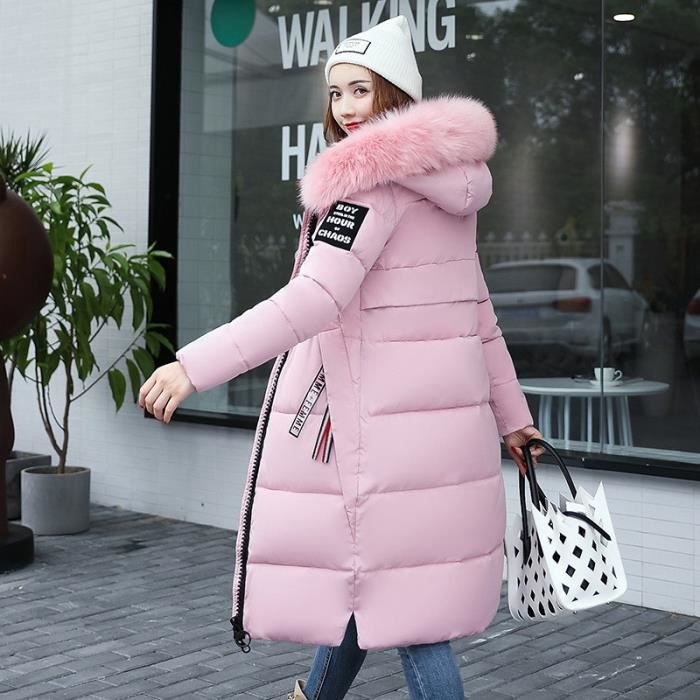 DOUDOUNE Femme Mode Ample Garder au chaud Grand collier de fourrure Coton Rose GOGUQ Rose Cdiscount Pret a Porter