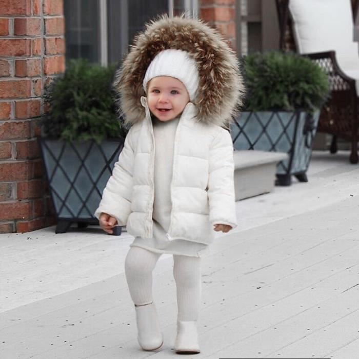 Enfants Garçon Fille Manteau D'hiver Bébé chaud à capuche outerwear fausse fourrure veste 
