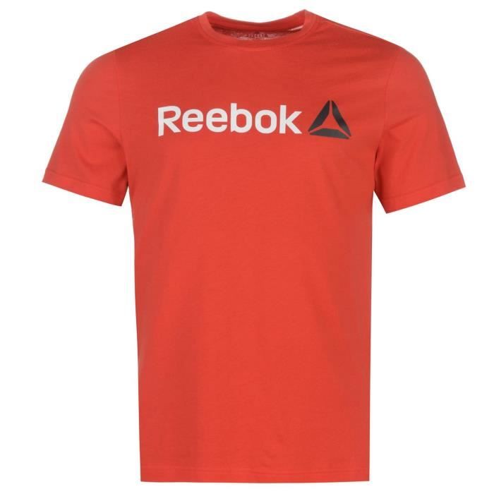 T shirt homme Reebok Delta Logo Col Rond Manches Courtes Rouge