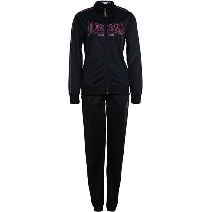 jogging femme - lonsdale london - noir - veste zippée - ceinture et poignets élastiques - 100% polyester