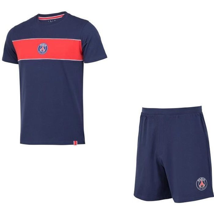 Pyjama Short PSG Officiel Pour Enfant - Collection Paris Saint-Germain, 100% Coton - Taille Garçon