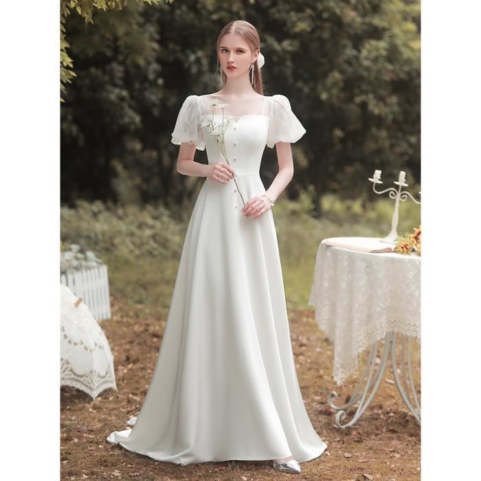 Robe de mari e fran aise l g re 2021 nouveau satin simple col
