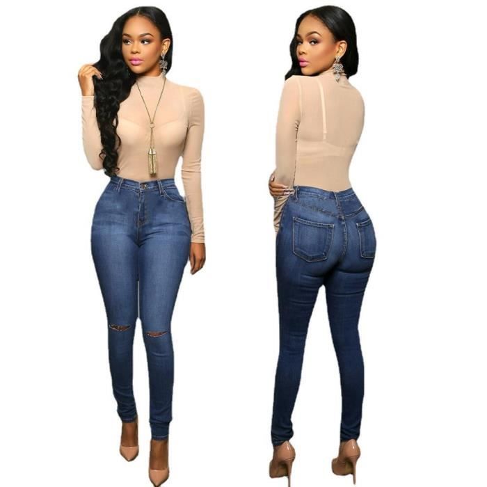 Jean femme marque de mode stretch sexy couleur unie jean skinny jean stretch Bleu Cdiscount Pret a Porter