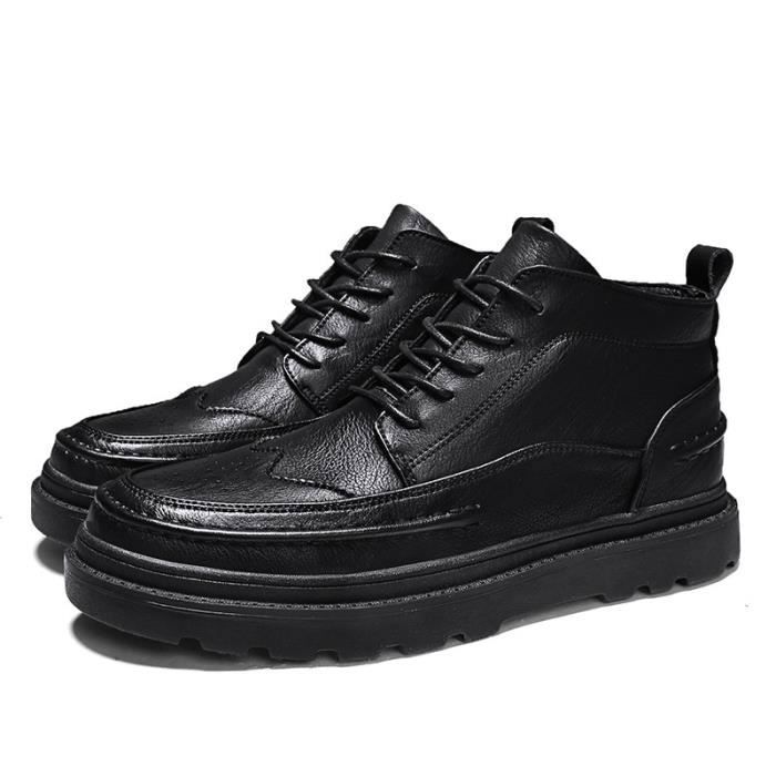 Chaussures Homme En Cuir Noir - Style Oxford, Confortables, Résistantes Et Imperméables