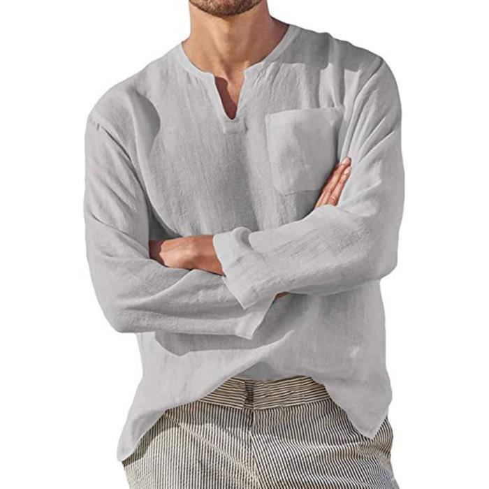 Chemise Homme Manches Longues Décontractée – Tissu Respirant, Coupe Regular Fit, Couleurs Unies