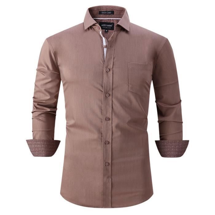 Chemise Homme Business Extensible Fibre de bambou INSFITY Coupe standard Manches longues Col chemise Cafe Cdiscount Pret a Porter