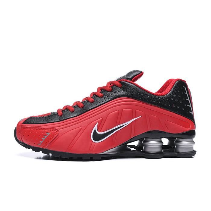 NIKE SHOX R4 Baskets Homme Noir Rouge Argent Noir et rouge argent