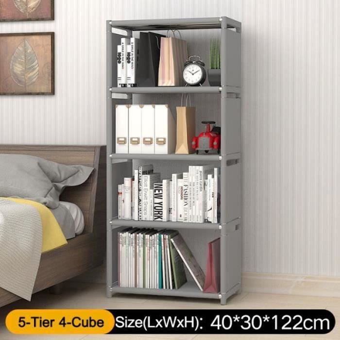 MEUBLE ETAGERE NEUFU Bibliothèque Étagère de Rangement 40x30x122cm 4 Niveaux avec Tube galvanisé + tissu non tissé + PP